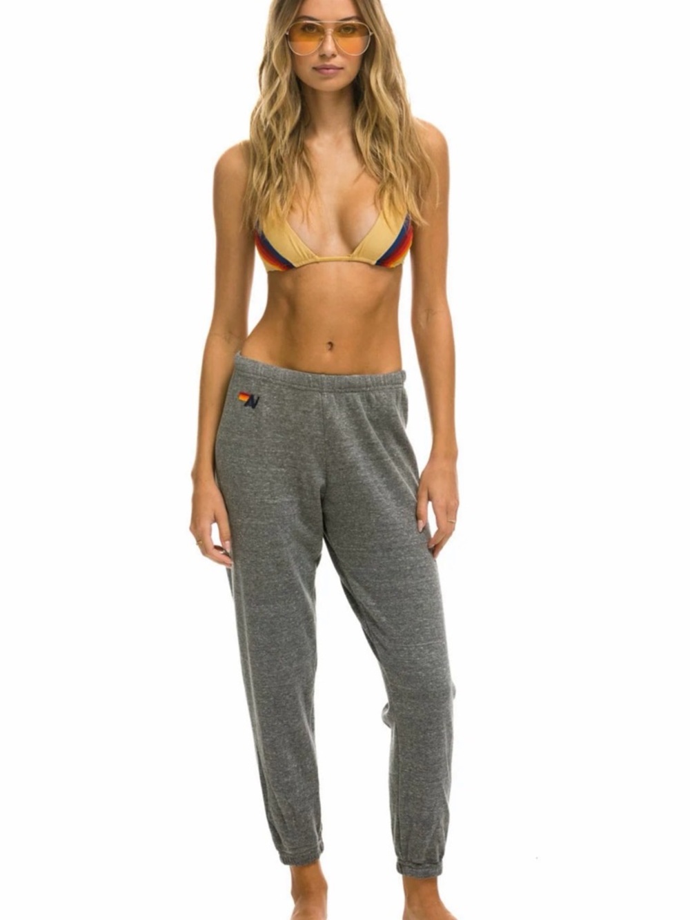 Aviator Nation Gray Heather Bolt Sweat Pants Joggers